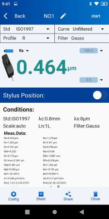 TIME APP – Messung mit Messbedingungen und Messdaten